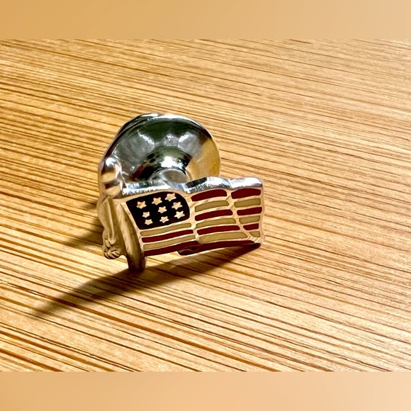 Silver American Flag Knob Pin Brooch - Picture 1 of 2